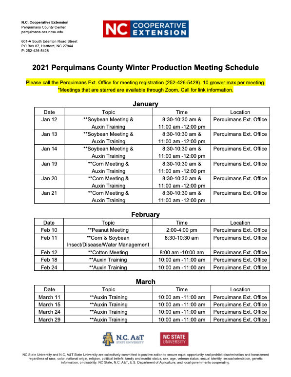 Production Meeting Schedule flyer