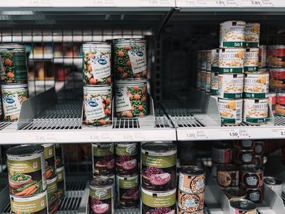 canned foods on a shelf
