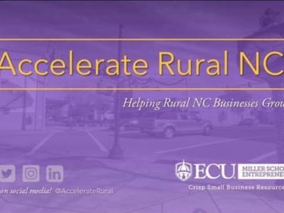 Accelerate Rural NC — Helping Rural NC Businesses Grow; ECU Miller School of Entrepreneurship logo