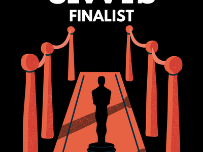 CIVVYS FINALIST text above red carpet, stanchions, and silhouetted trophy