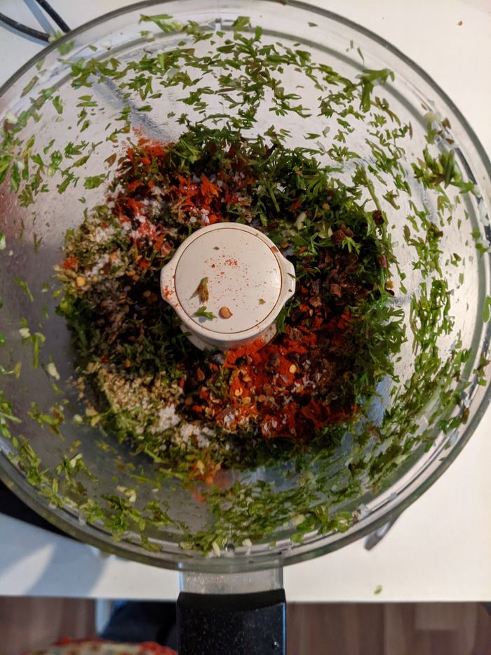 spices and carrot tops 