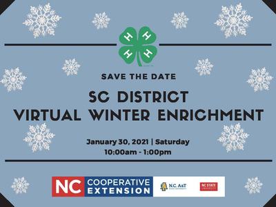 Save the Date: SC District Virtual Winter Enrichment — Jan 30, 2021, 10:00am–1:00pm