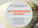 Circular flyer reading "4-H SOURDOUGH SCIENCE" over rising sourdough; Jan 26, 2021 6:00pm