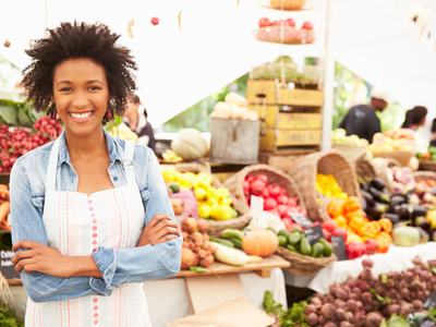 Farmer at farm stand