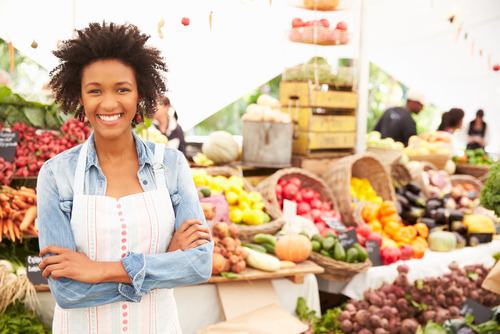 Farmer at farm stand