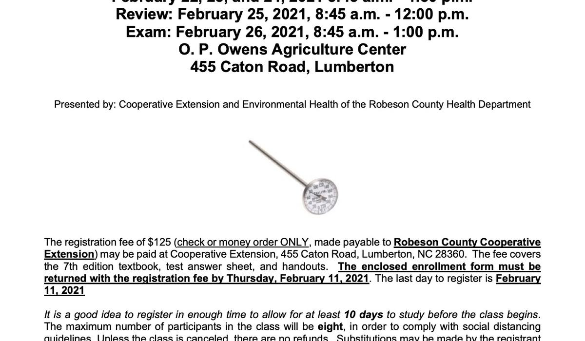 ServSafe Managers Food Safety Certification Training - Robeson County ...