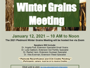 Flyer: Piedmont Winter Grains Meeting, January 12, 2021, 10 AM–Noon, hosted live via Zoom