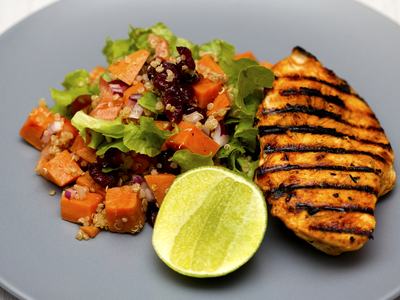 Healthy Dish of Grilled Chicken and Salad