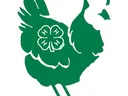 Green chicken silhouette with a 4-H four-leaf clover emblem on its body