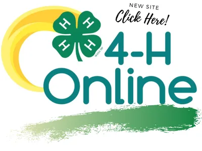 4-H Online logo with four-leaf clover and text "New Site Click Here!"