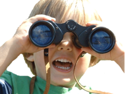 Child looking through binoculars