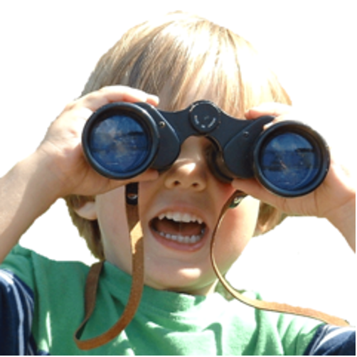 Child looking through binoculars