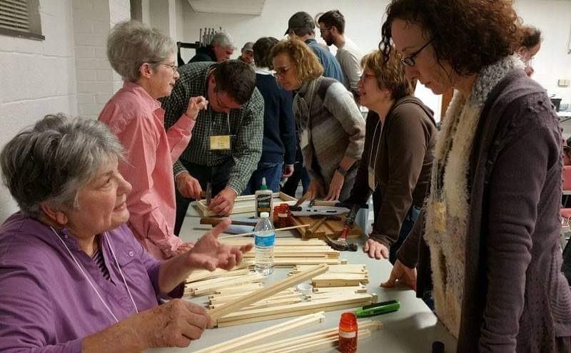 Beekeepers Maggie Frantz and Judy Pick teach