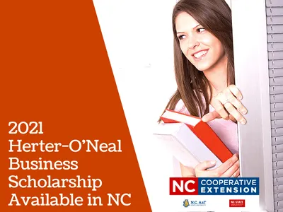 Woman holding books at doorway; 2021 Herter-O'Neal Business Scholarship Available in NC