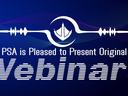 Blue banner with text announcing the PSA webinars