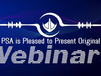 Blue banner with text announcing the PSA webinars