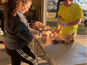 FFA members processing poultry
