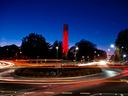 Photo of NC State Bell Tower at dusk