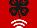 Icon showing 4-H Clover above Wifi signal logo- Broadband in 4-H Youth Development