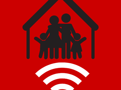 Icon showing family over wifi signal logo- Broadband in Family and Consumer Science