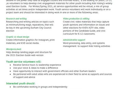Kids Voting Durham volunteer opportunities listing