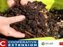 Hand holding compost with earthworms in bin; logos: NC Cooperative Extension, N.C. A&T, NC State