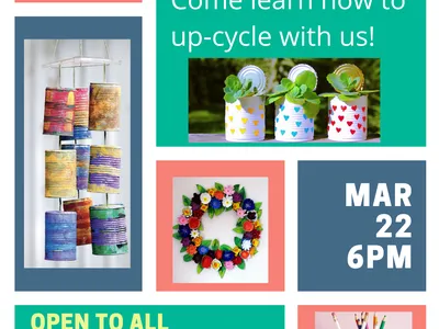 Be You Montgomery March meeting flyer: "Come learn how to up-cycle with us!" Mar 22 6PM