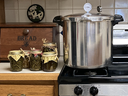 Pressure Canner with green beans canned jars