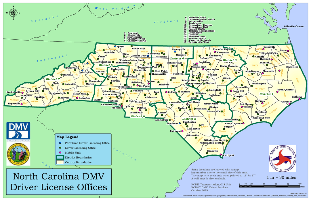 NC DMV Driver License offices