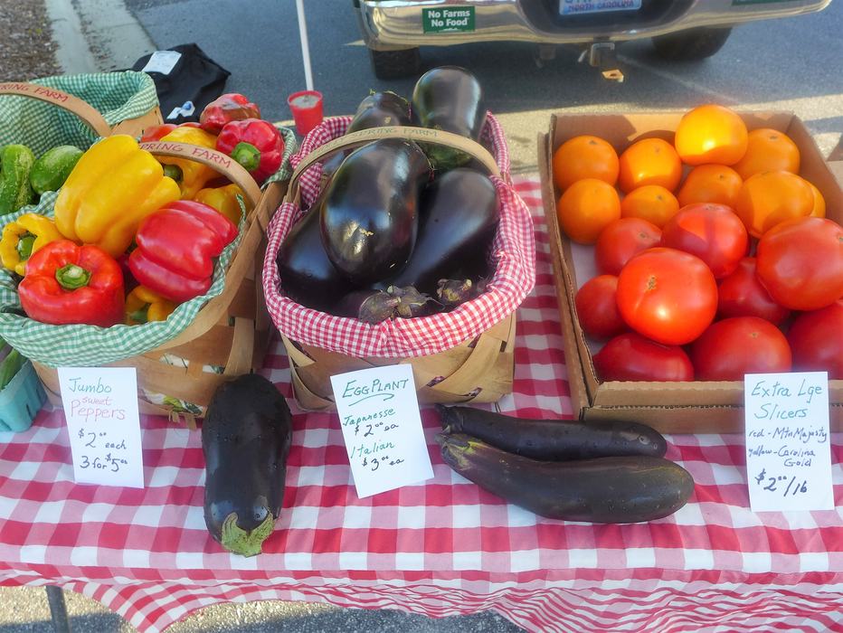 Peppers, eggplants, and tomatoes