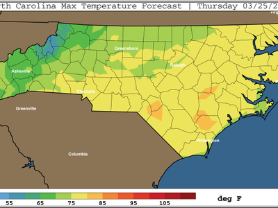 Max temperature forecast for Thursday