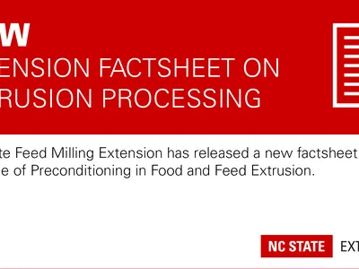 Red banner with text New: Extension Factsheet on Extrusion Processing