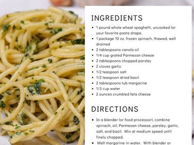 Spaghetti and Spinach Pesto