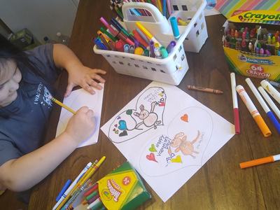 girl coloring cards