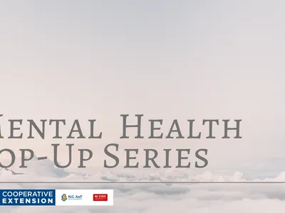 Cloud background with words "Mental Health Pop-Up Series" and pour logo