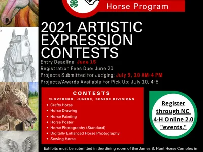 NC State 4‑H Horse Program — 2021 Artistic Expression Contests; Entry deadline June 15.