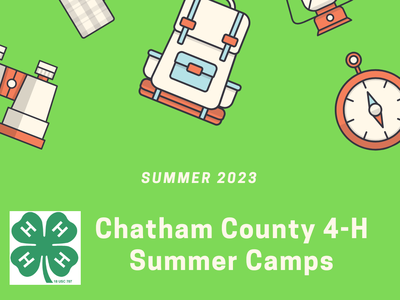 Chatham County 4-H Summer Camps poster with text "Summer 2023" and "Registration coming soon!"