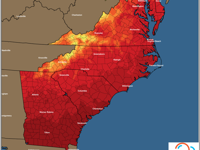 Minimum temperature for Friday map