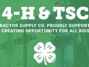 4-H & TSC text: "Tractor Supply Co. proudly supports creating opportunity for all kids" with 4‑leaf clover logo