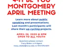 4-H BE YOU Montgomery April meeting flyer — April 26, 2020 @ 6PM; public speaking and up-cycling