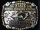 NC STATE 4‑H HORSE JUDGING CONTEST 2021 high senior individual belt buckle