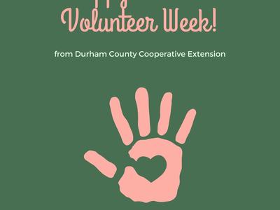 hand with heart in the middle; text says Happy National Volunteer Week!