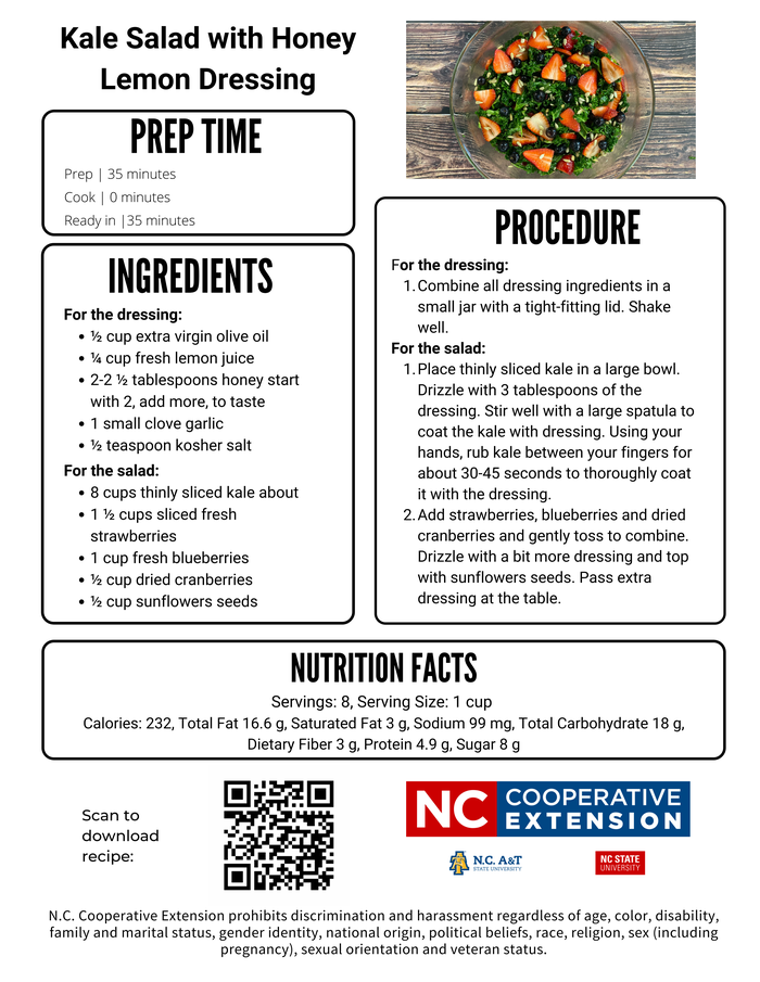 Kale Salad recipe flyer