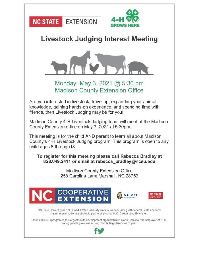 Livestock Judging Interest Meeting flyer image