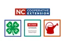 NC Cooperative Extension logo above three icons: 4-H clover, NC State Extension text, red watering can.