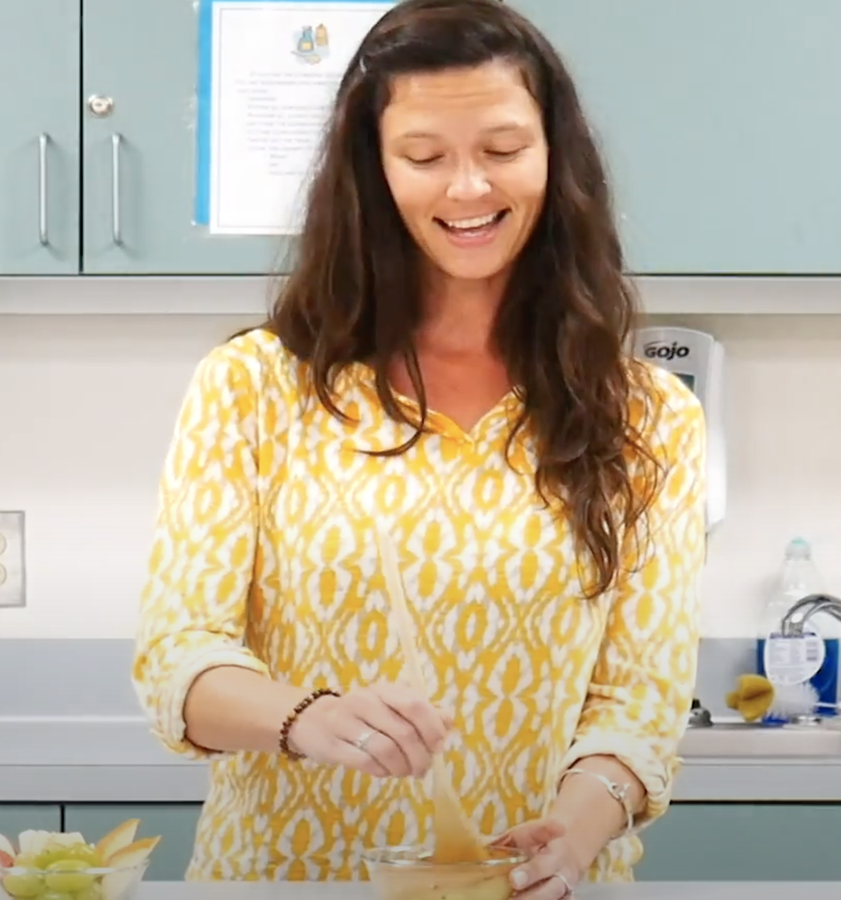 Sarah Ware conducting a virtual cooking class