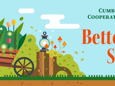 Garden scene with wheelbarrow of flowers; text "Better Living Series"
