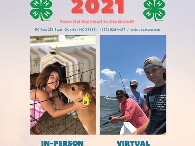 Hyde County 4-H Summer Fun Programs 2021 flyer with in-person and virtual program photos