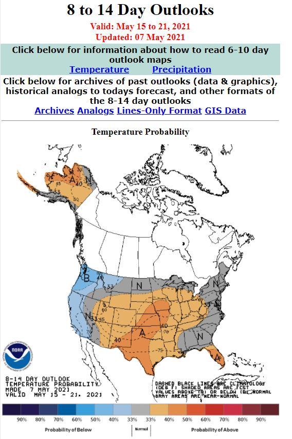 8 to 14 day temperature map