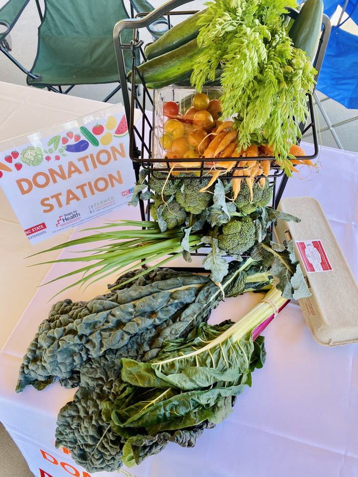 Fresh produce to be donated on Donation Station Table